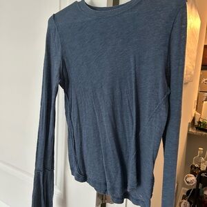 Free People Slate Blue Long Sleeve Top